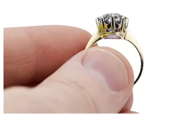 14-кв Желтое золото Циркон Кольцо Винтаж vrc157y